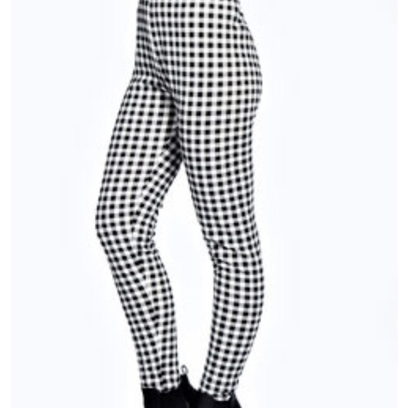 black and white checkered high waisted pants